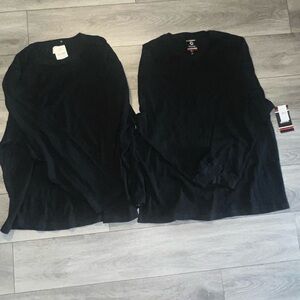 2 Black Ribbed Long Sleeve Shirts